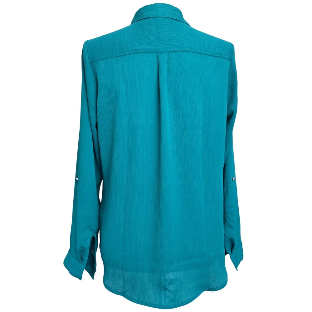 Y2K APT.‎ 9 Womens Size S Button Down Long Tab Sleeves Jade Green Utility Shirt - Picture 3 of 8